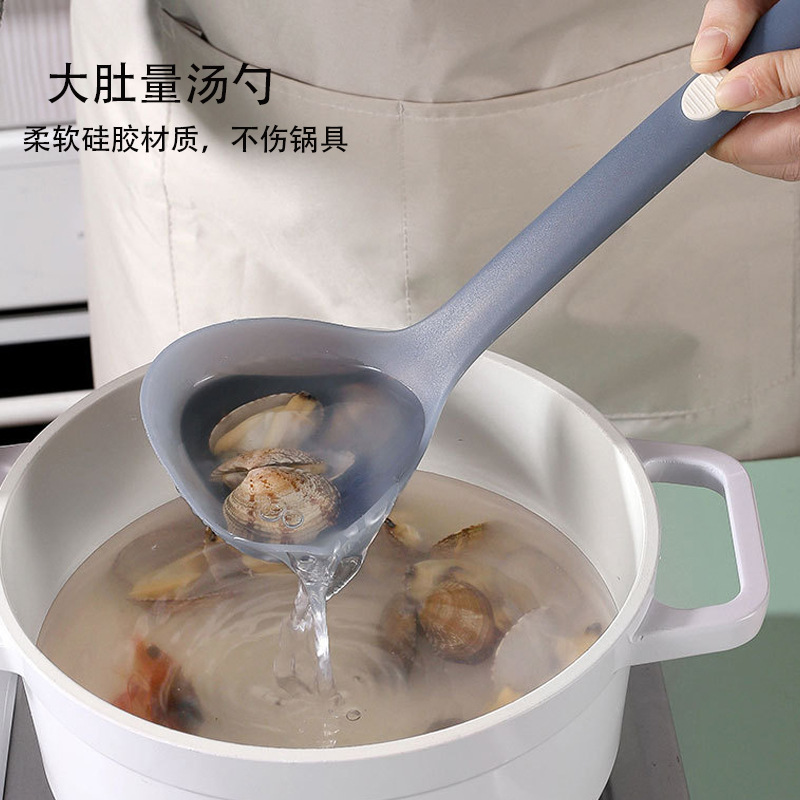 跨境高级食品级硅胶包不锈钢芯锅铲汤勺家用厨房炒菜中华铲汤勺|undefined