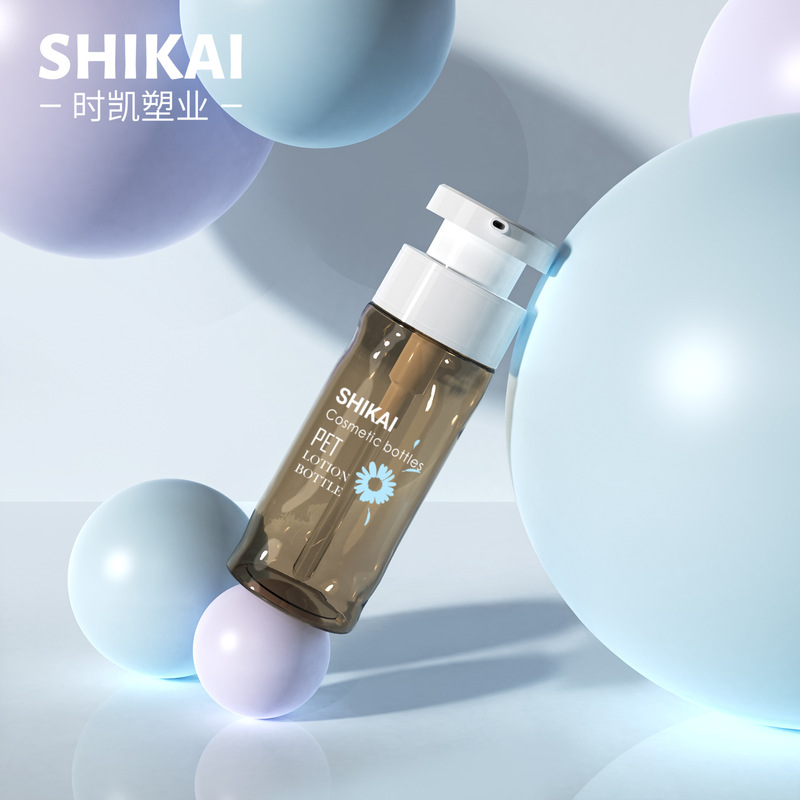 120/150/200 ミリリットル透明茶色水波紋洗浄ボトルプッシュ式シャワージェルボディローションボトル詰め替えボトル|undefined