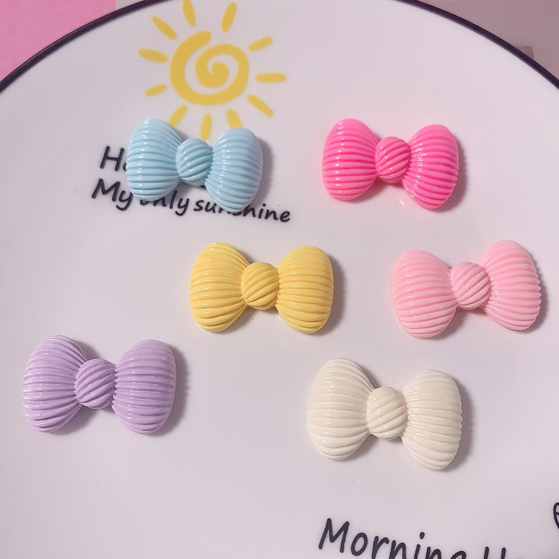 Nuevo macarón rayado arco DIY accesorios de resina crema pegamento para el cabello adornos de cabello hebilla de zapatos material de caso de teléfono móvil