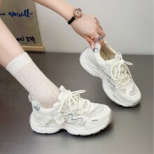 真皮透网厚底超火巨好看老爹鞋女2026夏季新款舒适轻便休闲运动鞋
