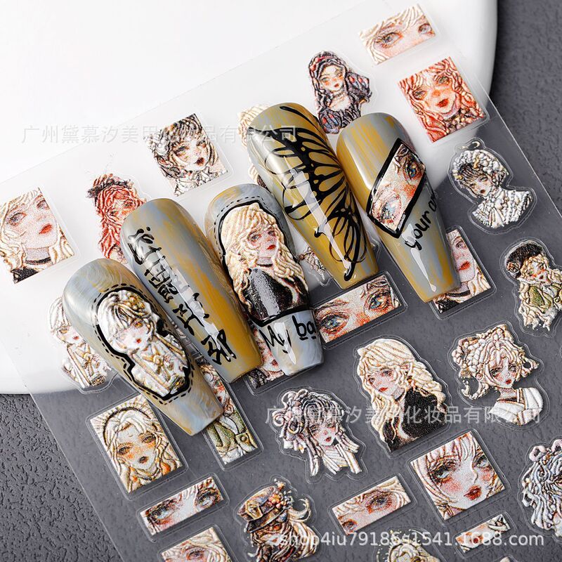 Nail Art Relief Twelve Constellations Comic Beautiful Girl Nail Art Stickers Relief Stereo Hand-Painted Character Adhesive Nail Stickers Nail Art Relief Twelve Constellations Comic Beautiful Girl Nail Art Stickers Relief Stereo Hand-Painted Character Adhesive Nail Stickers