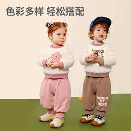 秋季卫衣套分体套装秋冬加绒保暖加厚卫衣外出服宝宝运动休闲秋装