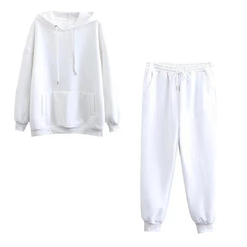 Damen neue Mode lässig plus Samt verdickte Kapuze Damen Sweatshirt lose Top Hosen Anzug_voghion.com