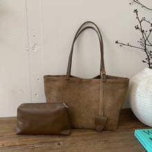 包包女包2025新款鹿皮绒大容量上班通勤托特包简约百搭单肩包中包