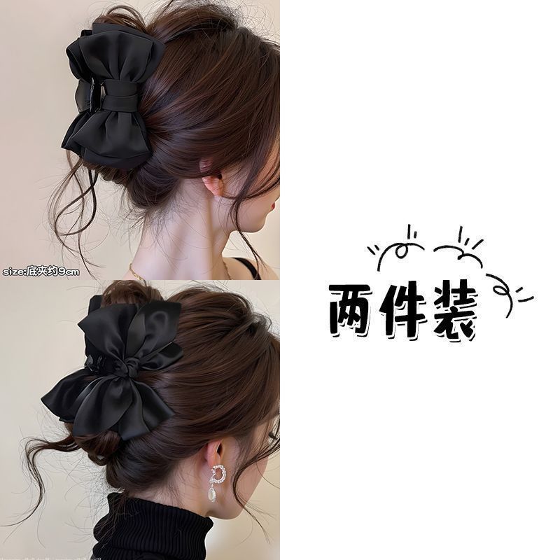 Clip de abrazadera de arco de satén negro detrás de la cabeza grande tiburón clips princesa clip de cabello red tarjeta de cabello rojo adornamiento para el cabello explosivo