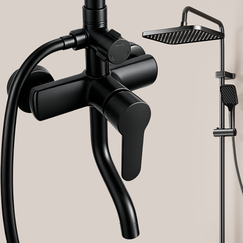 Fábrica transfronteriza ABS pistola gris 4 función presurizada calentamiento frío pantalla digital atmósfera lámpara ducha fuente de baño doméstico al por mayor