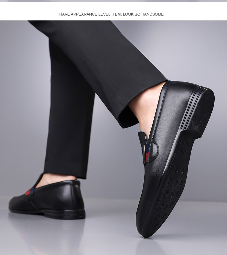 Giày lười nam da thật kiểu moccasin, mũi phẳng, đế bệt, thoáng khí — nâu, đen chi tiết 19