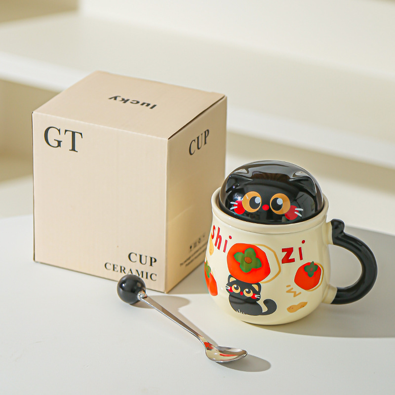 Fruta creativa gatos con tazas de fugas de té encantadoras caricaturas de alto valor de la cara de la taza de desayuno de leche doméstica taza de agua de oficina