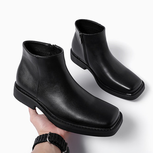 Fang head Martin boots men in zipper Chelsea boots small English style increased leather boots male 185185185-t