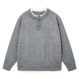 2026秋季运动风格圆领罗纹底摆宽松型长袖男针织衫透气腈纶面料，男装针织衫/毛衣，星座614