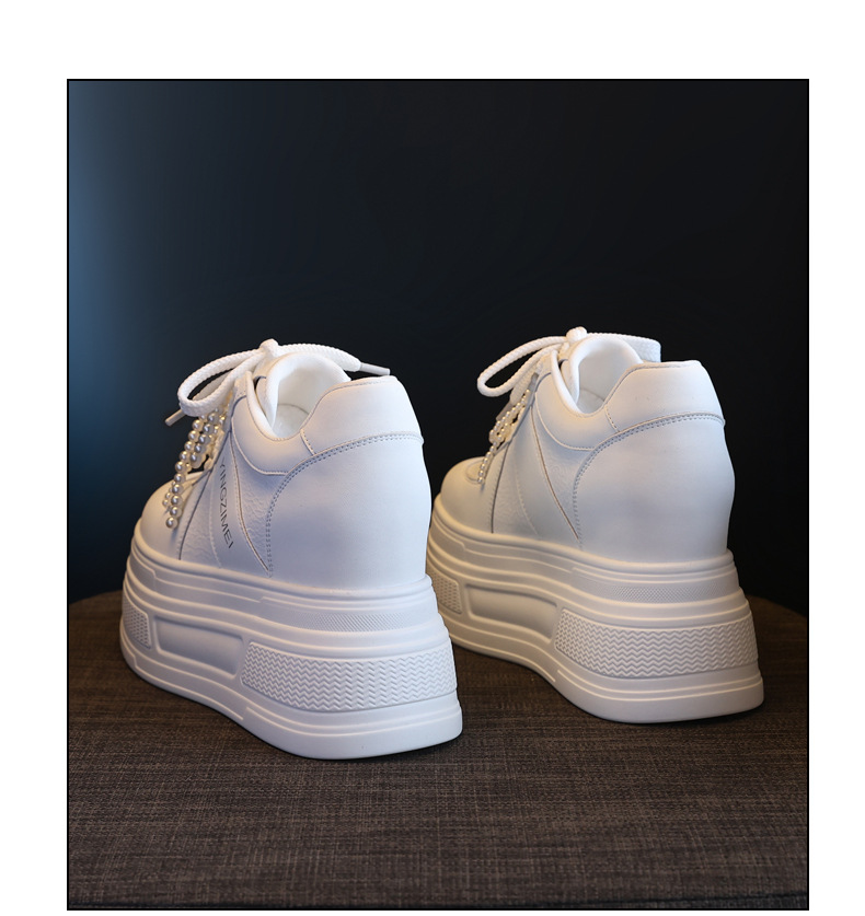 Giày sneaker nữ đế dày phối ngọc trai thời trang, độn cao bên trong — Màu xám trắng chi tiết 20