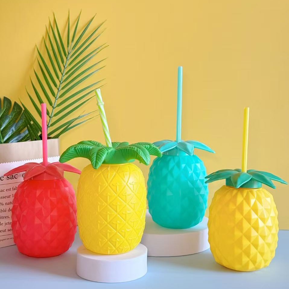 Nuevo vaso de plástico con forma de piña de 500 ml, ideal para fiestas en la playa, botella para bebidas, vaso popular directo del fabricante.