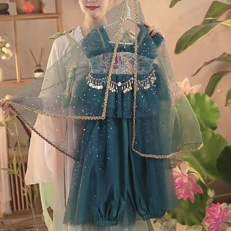 女童异域风情茉莉公主风网纱民族服装儿童表演出舞蹈夏装两件套装