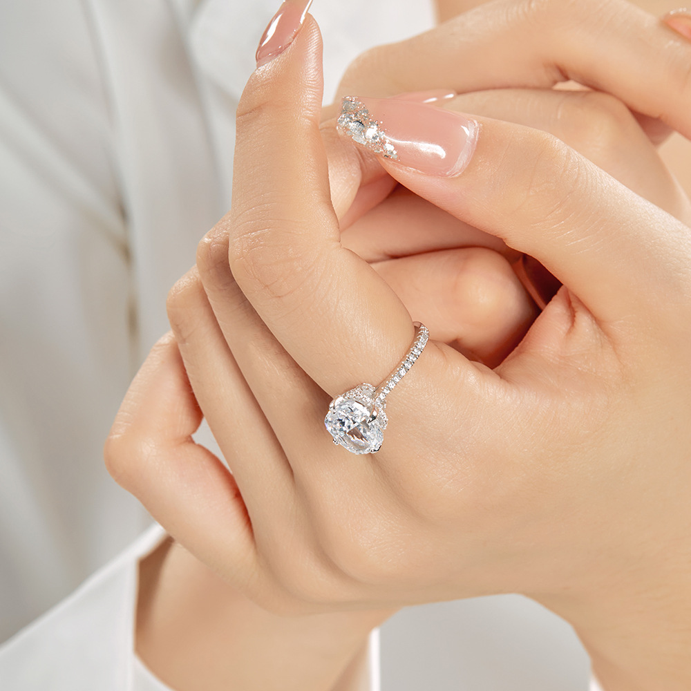 Simple Style Geometric Sterling Silver Plating Rhinestones Rings 1 Piece