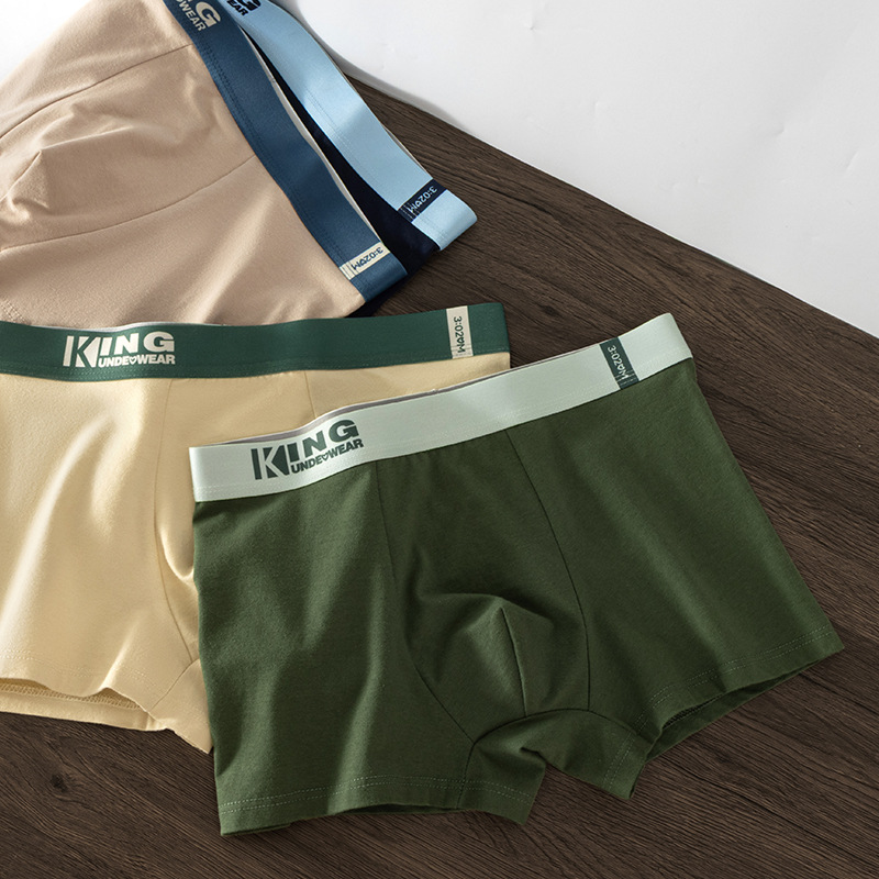 Tendencia de contraste de color de cintura para hombre algodón interior antibacteriano entrepierna piel transpirable simple cuadrangular pantalones de calzado para hombre