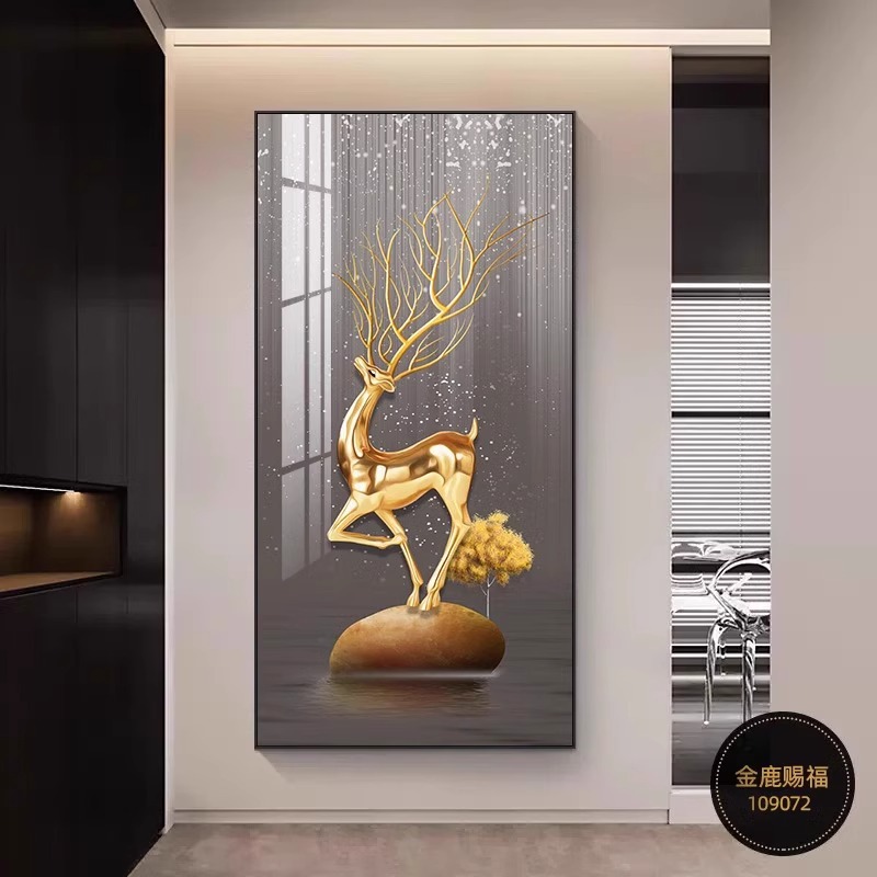 Entrar en el hogar nueve peces pintura decorada pasillo de la sala de estar pintura colgante nuevo alce atmosférico pintura mural vertical