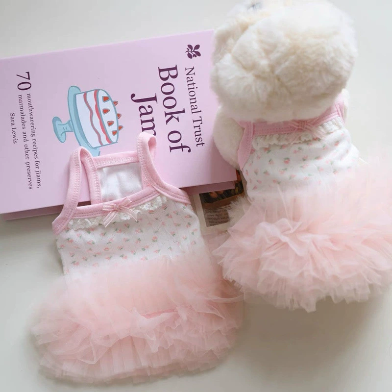 Мечтательная розовая юбка-пачка для домашних животных, весенне-летняя модная маленькая юбка-пачка принцессы на бретельках для собак и кошек