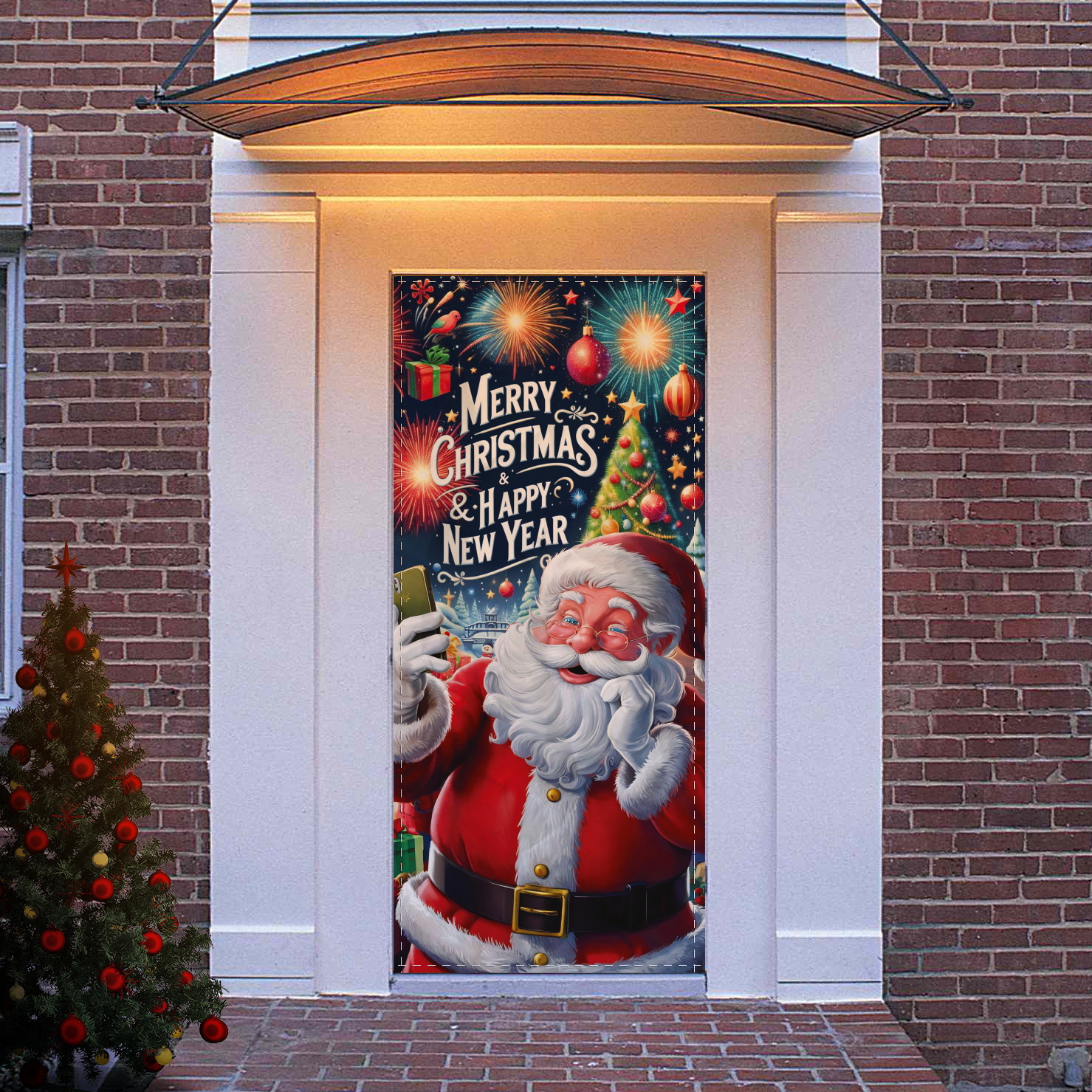 Nuevo estilo transfronterizo cubierta de puerta de Navidad puerta colgante decoración de puerta escena festiva decoración accesorios suministros de Navidad al por mayor