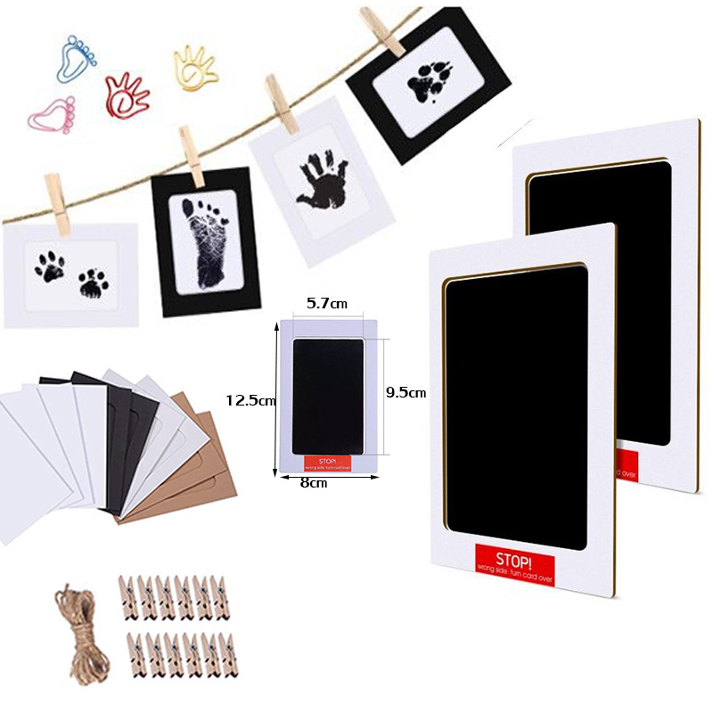宝宝手足印台 婴儿手脚印不沾墨迹印油 麻绳挂墙相框免洗印油套装