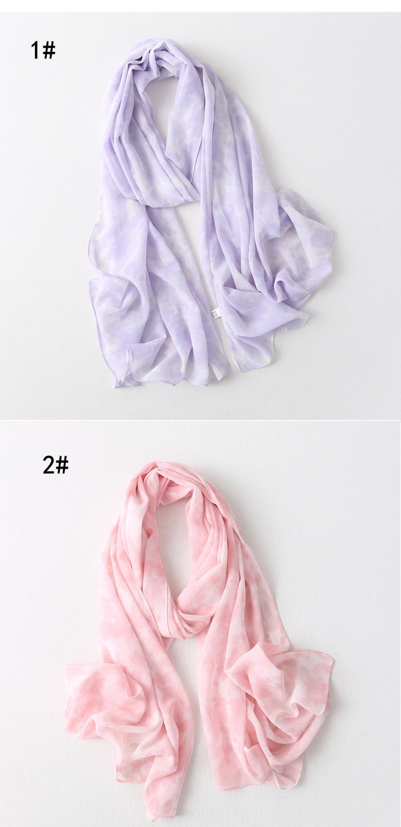 250g Weight Scarf Classification Women's Simple Style Tie Dye Chiffon Scarf