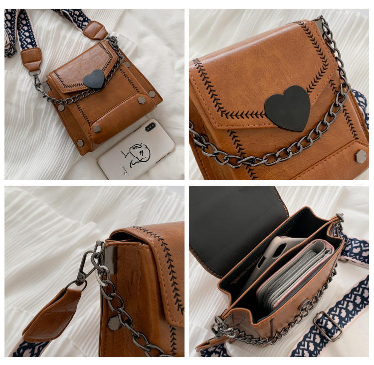 Yağlı ciltler için vintage tarzı küçük çanta, çift katmanlı büyük kapasiteli telefon çantası, bozuk para cüzdanı, modaya uygun çok yönlü sınır ötesi küçük çanta, çapraz çanta.