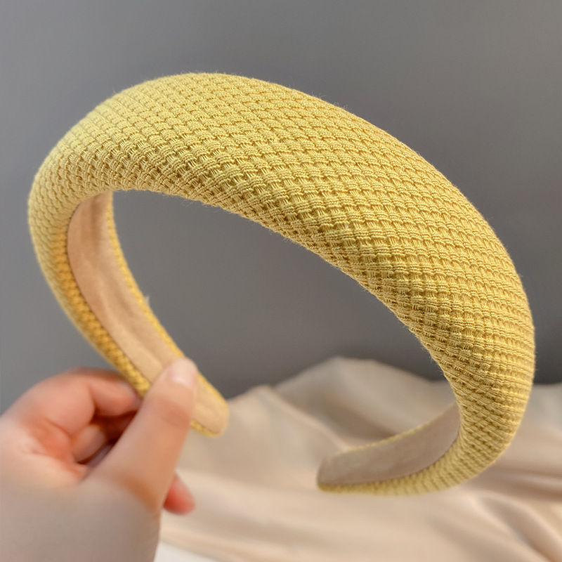 Dulce amarillo lechoso estricto alto cráneo correa de cabello para mujeres 2025 nueva esponja correa de cabello tarjeta de lavado de la cara prensado paquete de cabello primavera