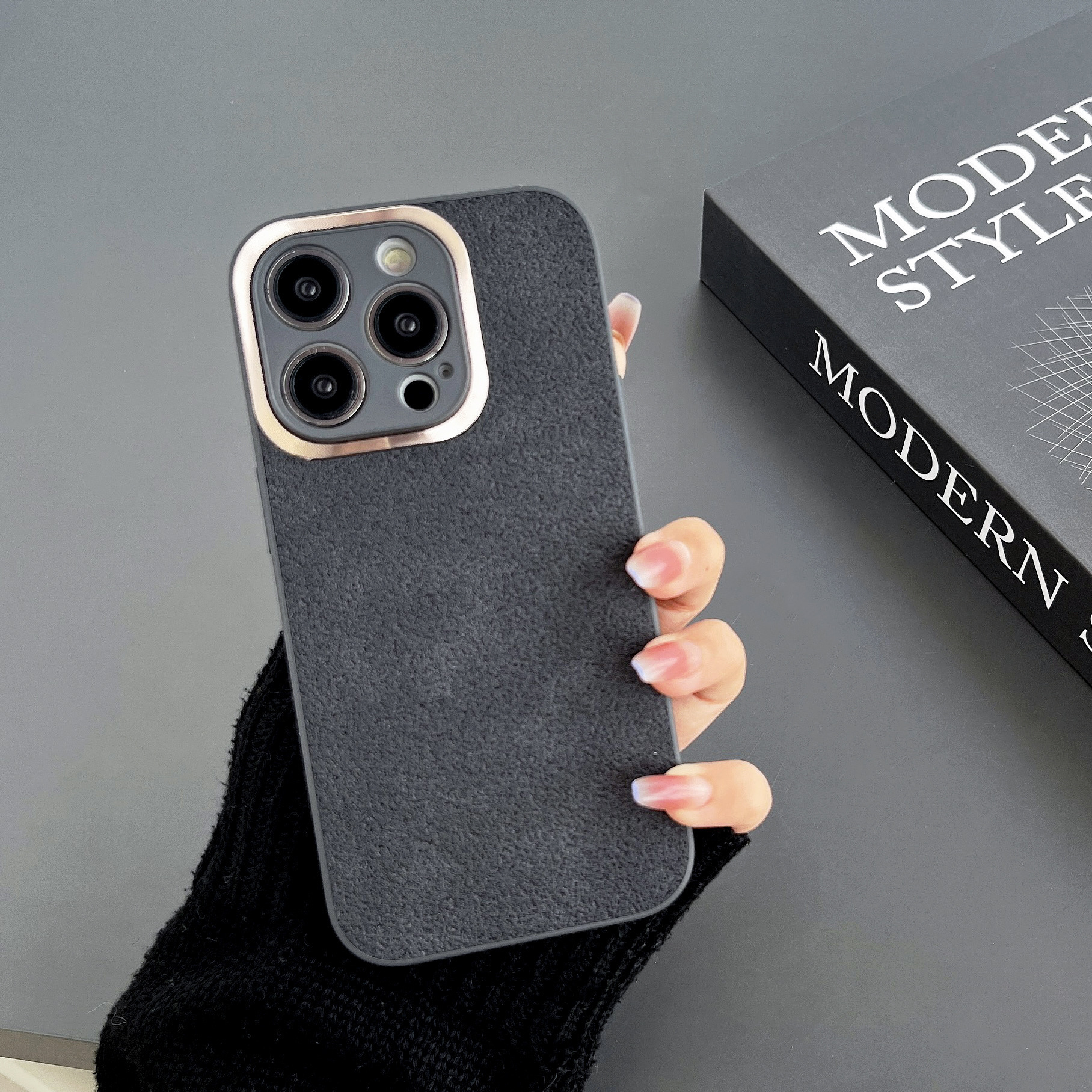 Estilo coreano Huawei mate60/50pro metal lente Apple 15Pro caja del teléfono para Huawei p60/M40 cuero