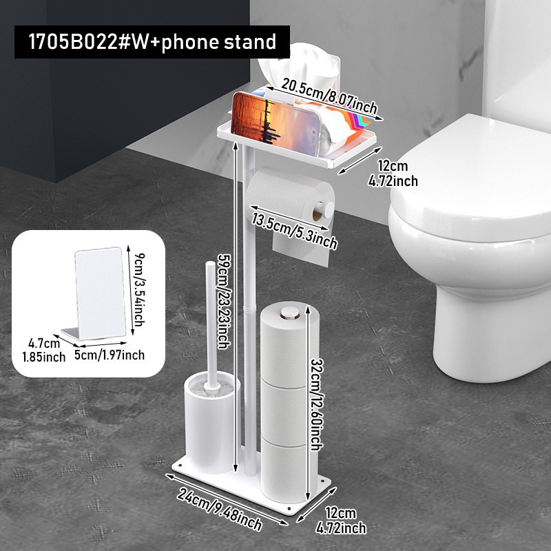 Rack de toallas de piso, estante de toallas de baño doméstico, estante de almacenamiento multifuncional de papel de rollo de inodoro, estante de teléfono móvil de inodoro