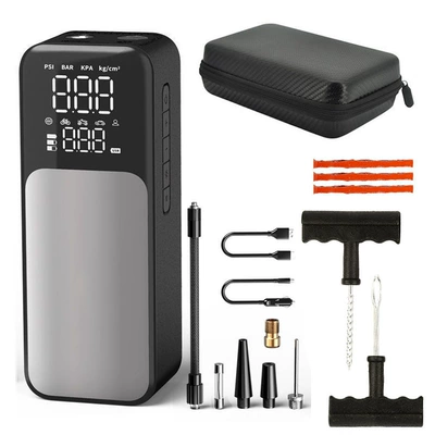 Hava nasosu wireless portable car digital - dual-power-supply-three-battery-model-with-power-bank-gift-box-tire-repair