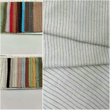 190gsm亚麻粘砂洗色织条纹布料 0.9-1CM亚麻人棉竹节色织条子面料