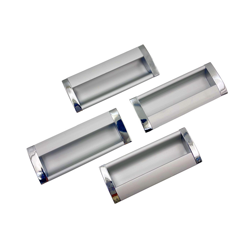 Moderno mini espacio de aluminio empotrado mango AKJ01 armario de aluminio cajón escondido mango curvo oculto