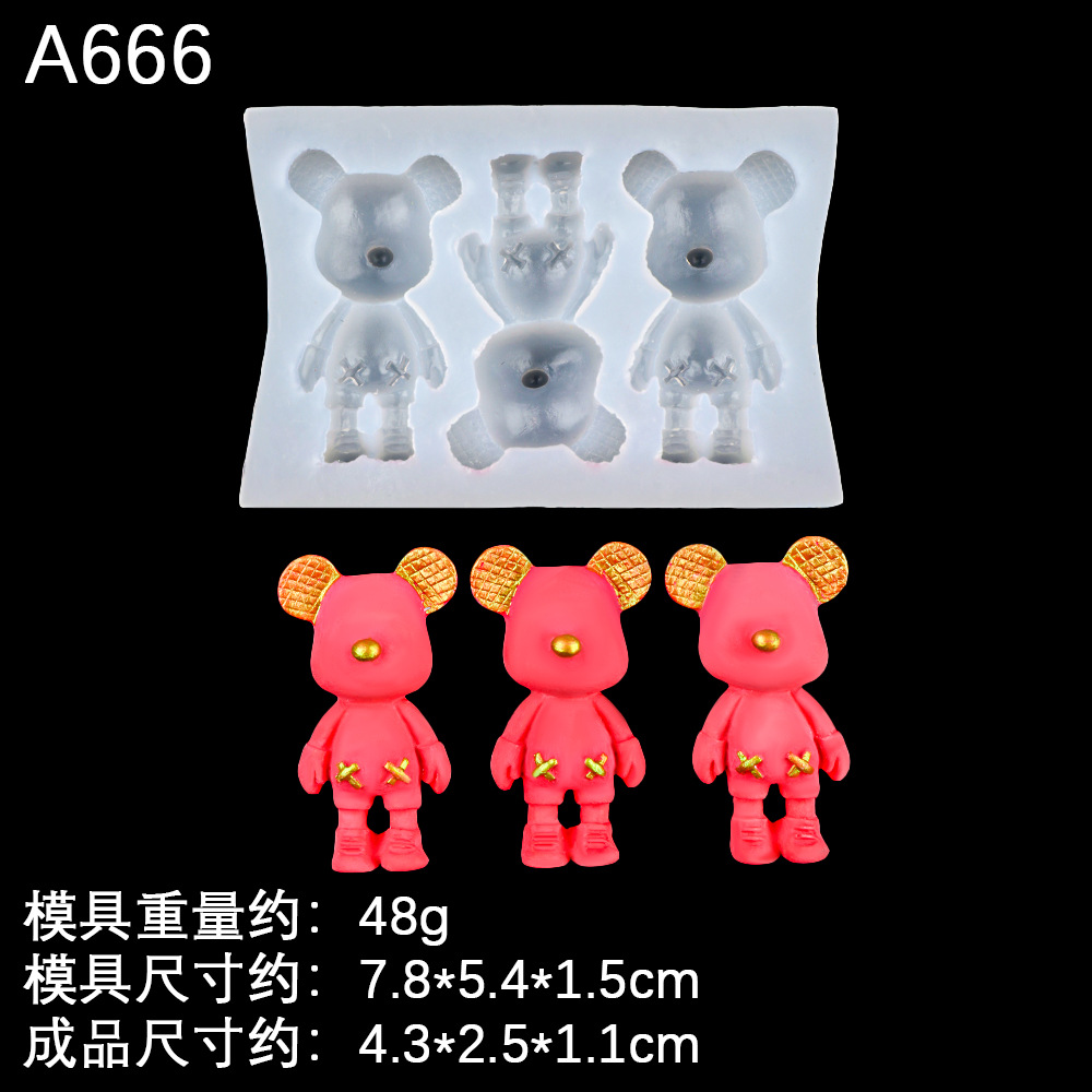 Pajarita de oso de dibujos animados epoxi molde de silicona galleta molde de fondant de chocolate herramienta de molde de yeso hecho a mano de bricolaje