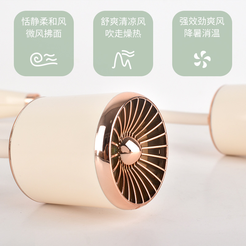 跨境新款掛脖電風扇渦輪靜音USB充電懶人便攜戶外運動掛脖小風扇