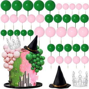 42 Witch Theme Party Supplies Green and Pink Balloon Cake Decoration Balloon, Witch Hat Silver Crown