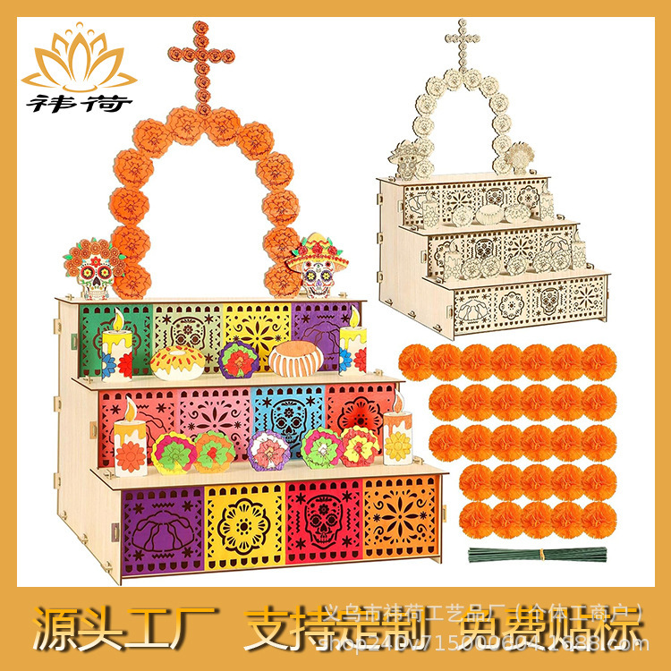 Cross-Border New Mexican Day of the Dead Ofrenda Box Altar Wooden Box Photo Frame Commemorative Memory Altar Gift