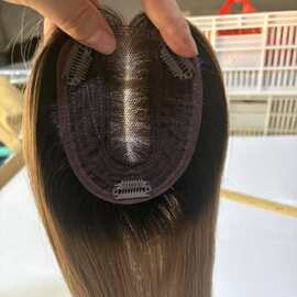 手工真人发头顶假发片显发量轻薄透气真人发透气款无痕遮白