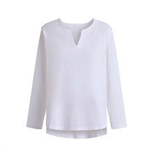 2025年秋季新款亚马逊欧美热销爆款男士棉麻宽松型无领长袖衬衫男