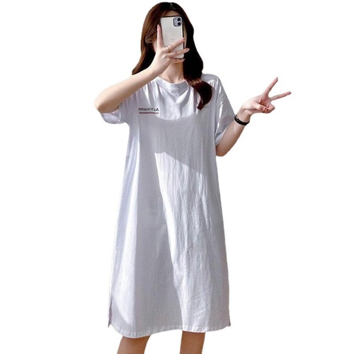 Maternity wear, postpartum nursing nightgown, summer short-sleeved dress, mid-length T-shirt, outing nursing clothes, nursing tops