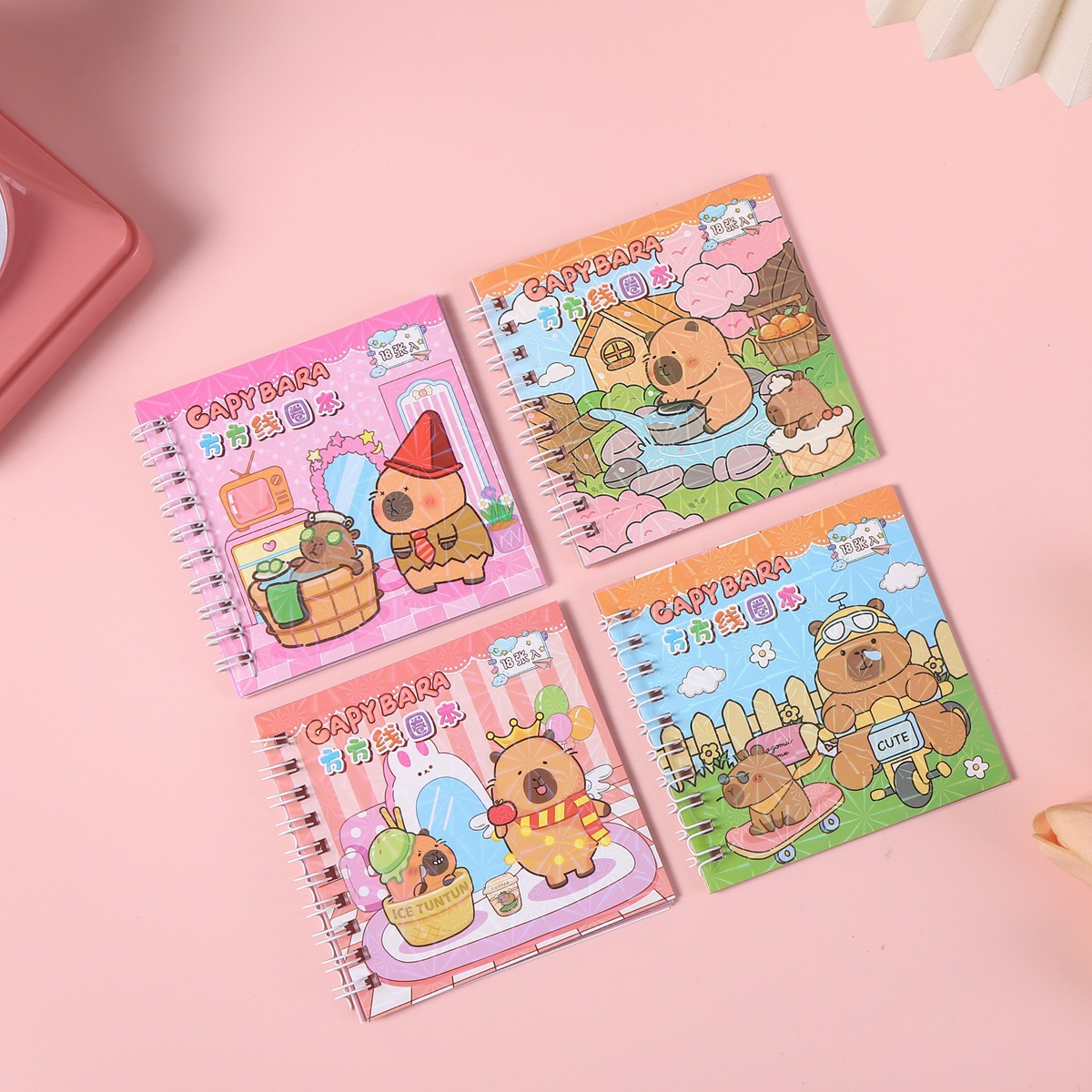 Pegatinas creativas 2 en 1 libro de bobina para niños pequeños regalos Capibara mini portátil de color libro de bolsillo