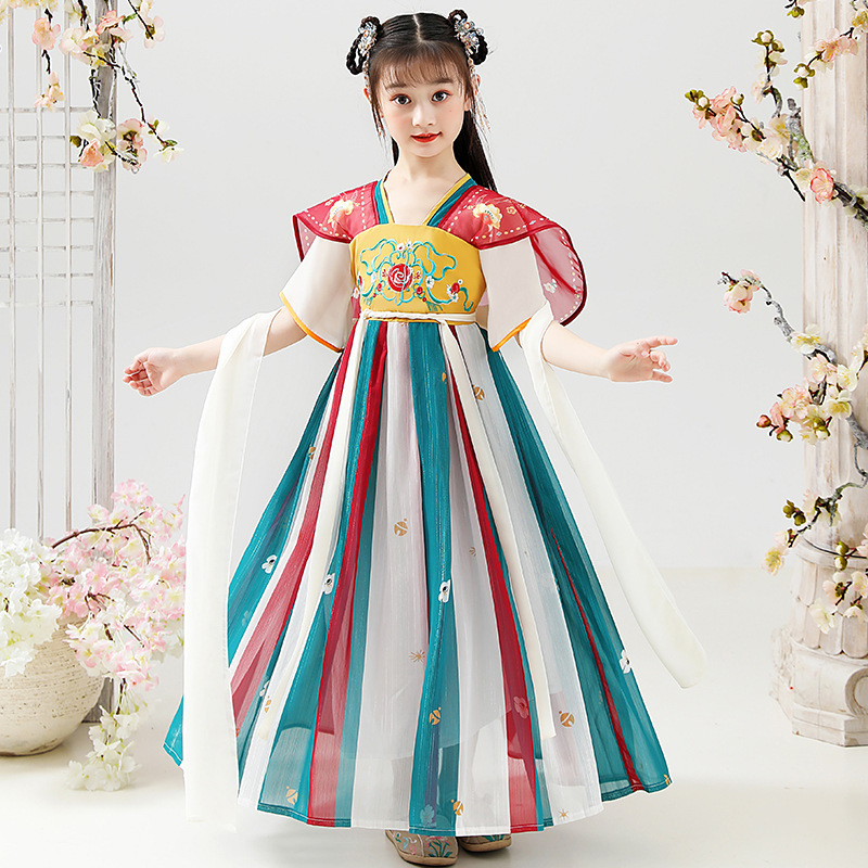 Hanfu for kids girl princess dress birthday party gift dresses child ancient traditional Tang han dynasty flower girls dresses Hanfu for kids girl princess dress birthday party gift dresses child ancient traditional Tang han dynasty flower girls dresses