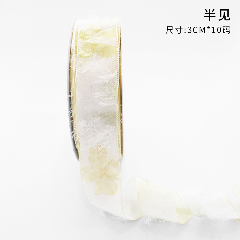Cinta floral al por mayor 4cm borde dorado colorido ramo arco onda hilo llano cinta flor material de embalaje
