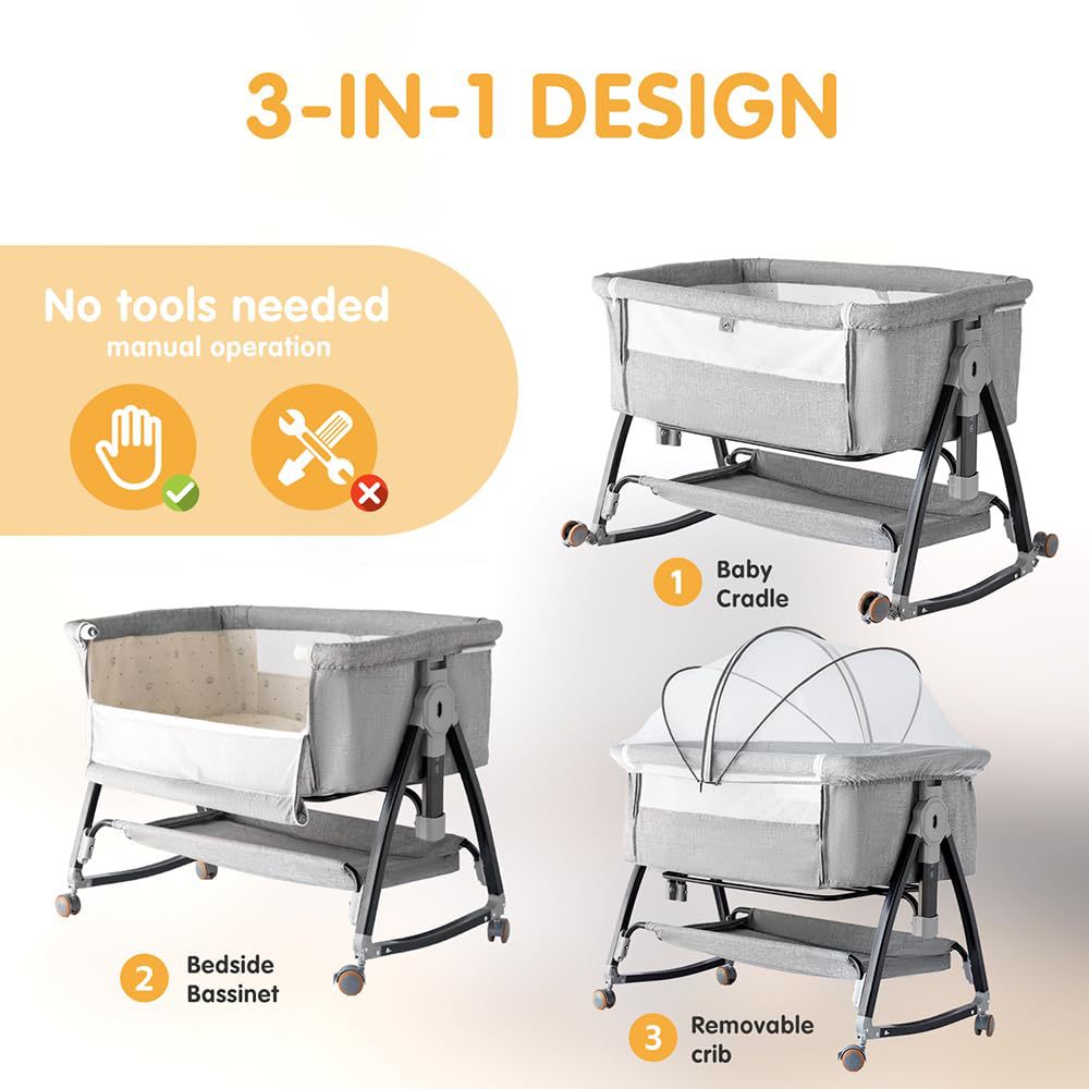 Cuna móvil Cuna portátil Cuna para bebé Cama plegable multifuncional bb Cama grande de costura para niños recién nacidos image 3