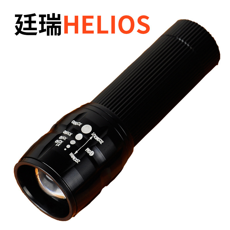 厂家批发户外照明LED自行车铝合金强光手电筒变焦骑行手电筒