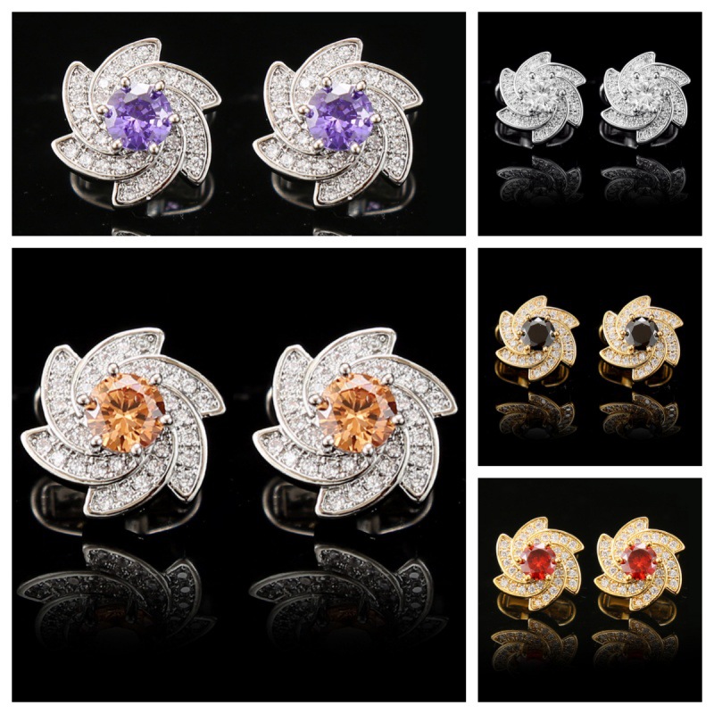 Cufflinks men's light luxury women's windmill full diamond zircon French shirt gem diamond cufflinks suit accessories cross-border