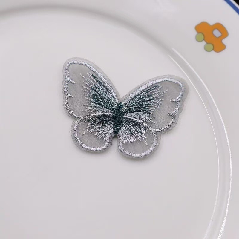 蕾丝欧根纱刺绣蝴蝶 diy手工头饰发夹配件服饰绣花发箍装饰材料|undefined
