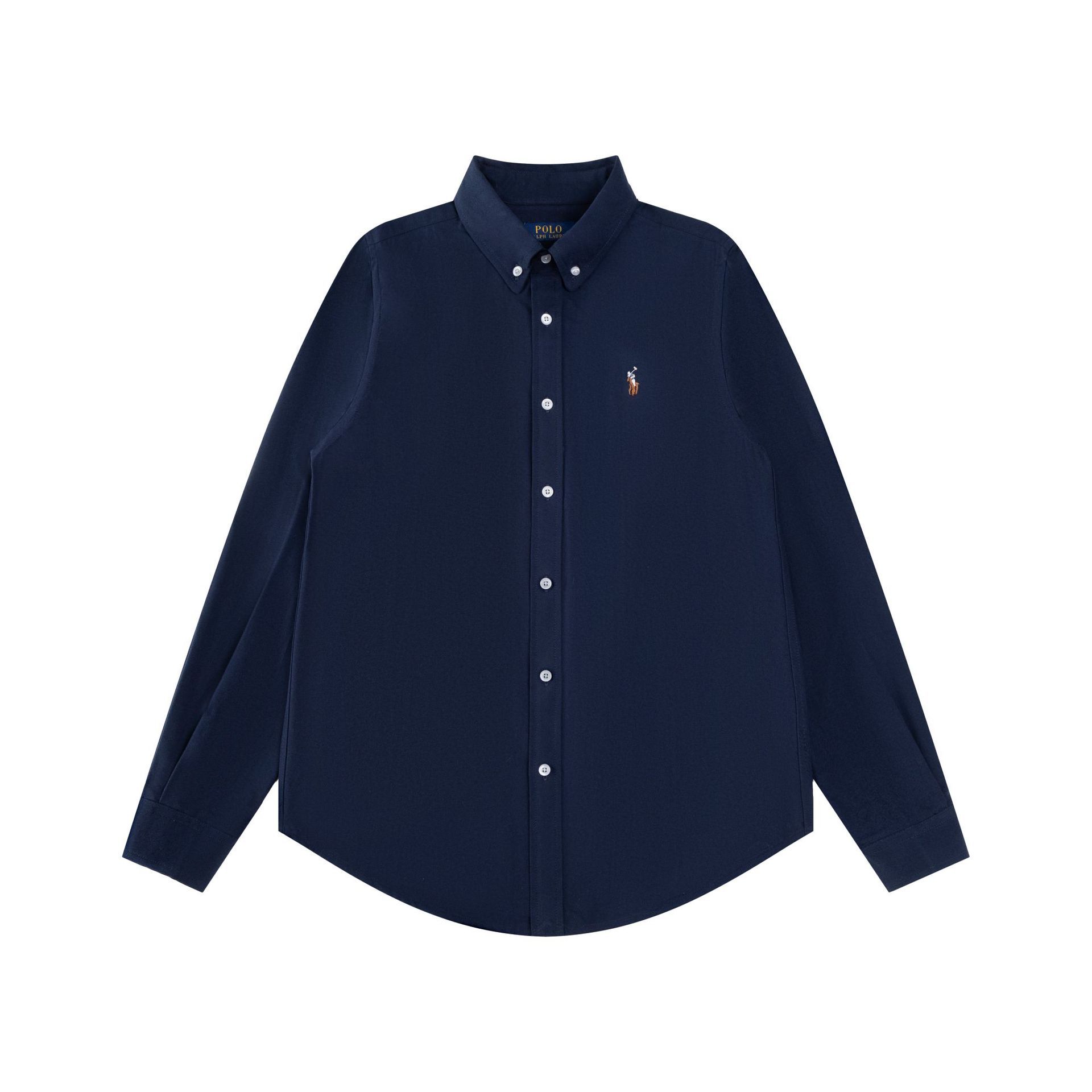 High-Quality Qr-Scannable Rl Ralph Lauren Embroidered Oxford Shirt, Loose Casual Versatile Classic Top