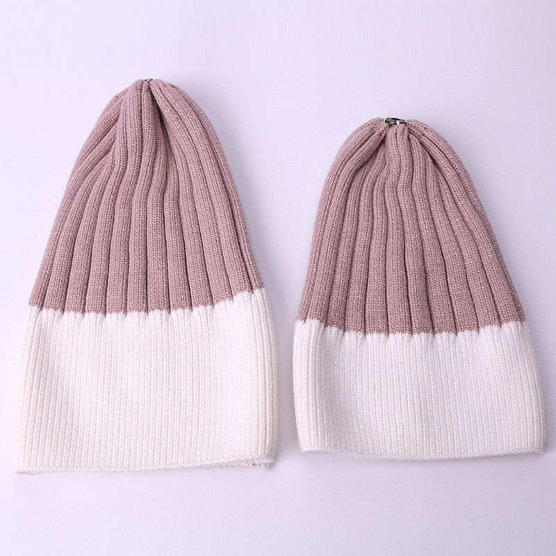 Chapeau chaud d'automne et d'hiver en forme de boule de renard, couleur unie, tricoté, pour adultes et enfants, mode parent-enfant_voghion.com