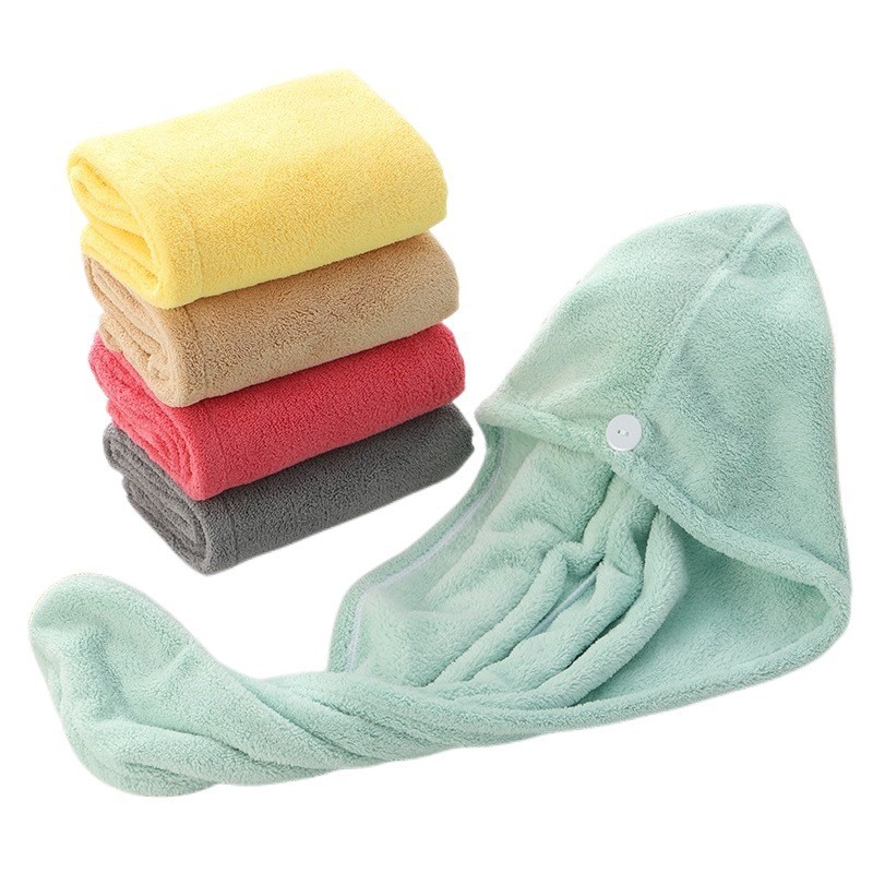 Korallfleece hårtorkhandduk för damer superabsorberande duschmössa_voghion.com