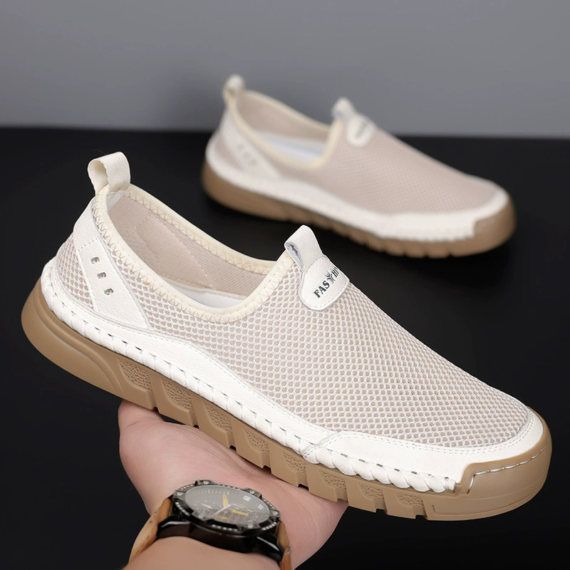 Мужские летние дышащие сандалии с сетчатой вставкой 2025, мужские слипоны, легкие крокодиловые туфли, дропшипинг