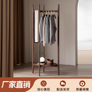 Haiyi Solid Wood Coat Rack Black Walnut Floor-Standing Clothes Rack Corner Bedroom Clothes Rack Small Apartment Entryway Clothes Rack